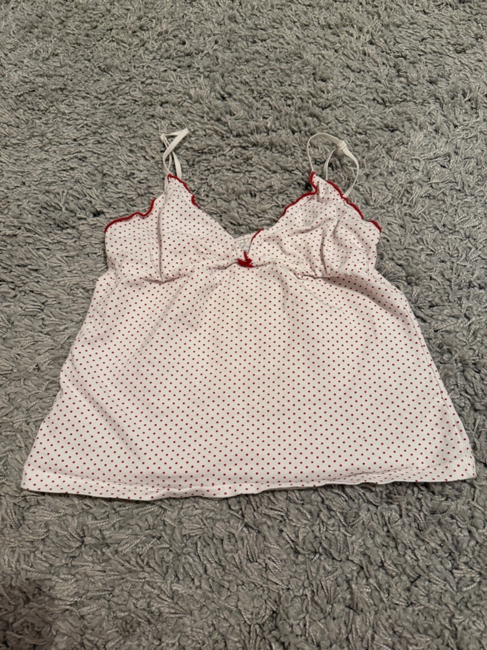 Brandy Melville White Tank Top with Red Polka Dots
